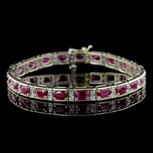 14K Two-Tone Gold Estate Ruby and Diamond Bracelet