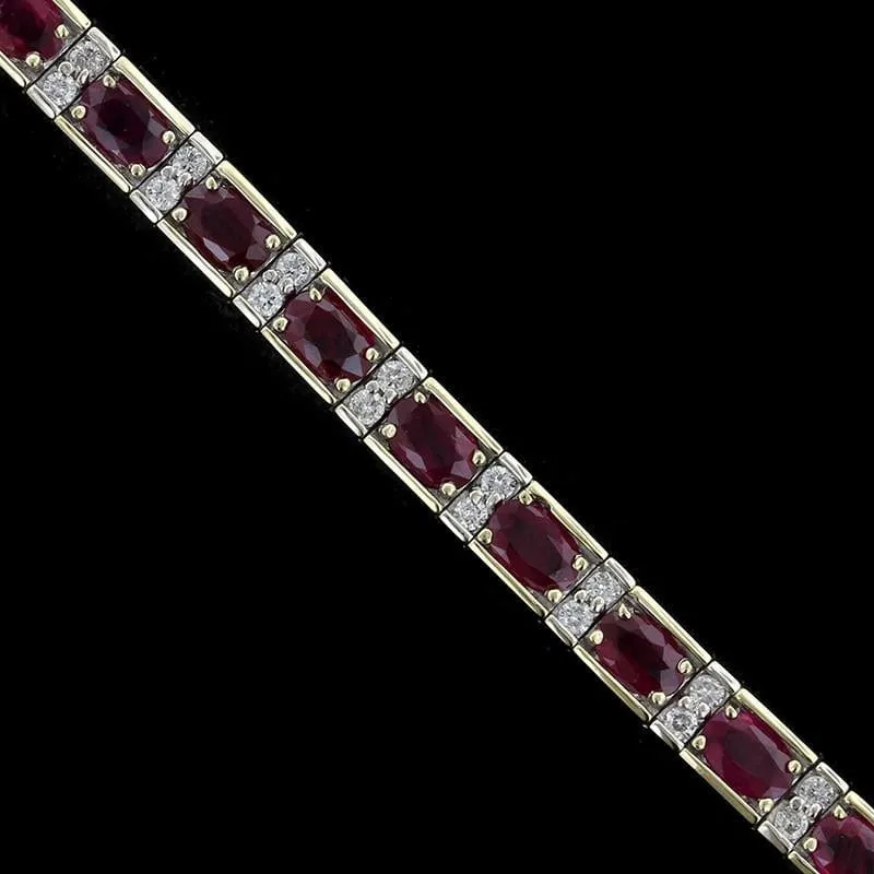 14K Two-Tone Gold Estate Ruby and Diamond Bracelet