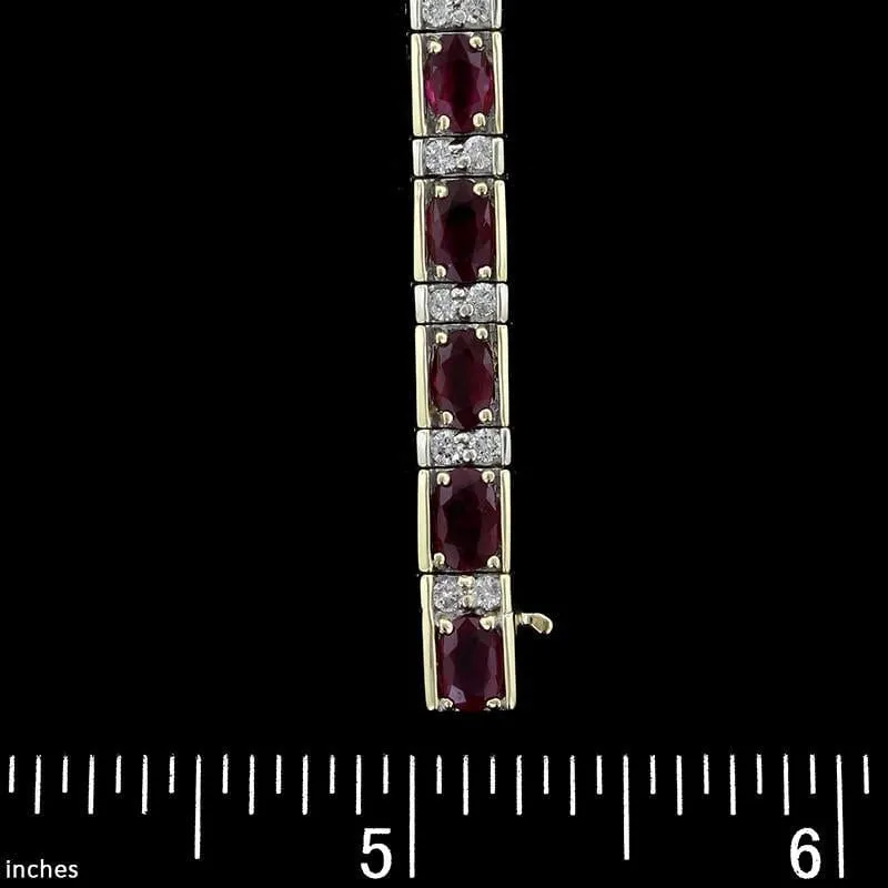 14K Two-Tone Gold Estate Ruby and Diamond Bracelet