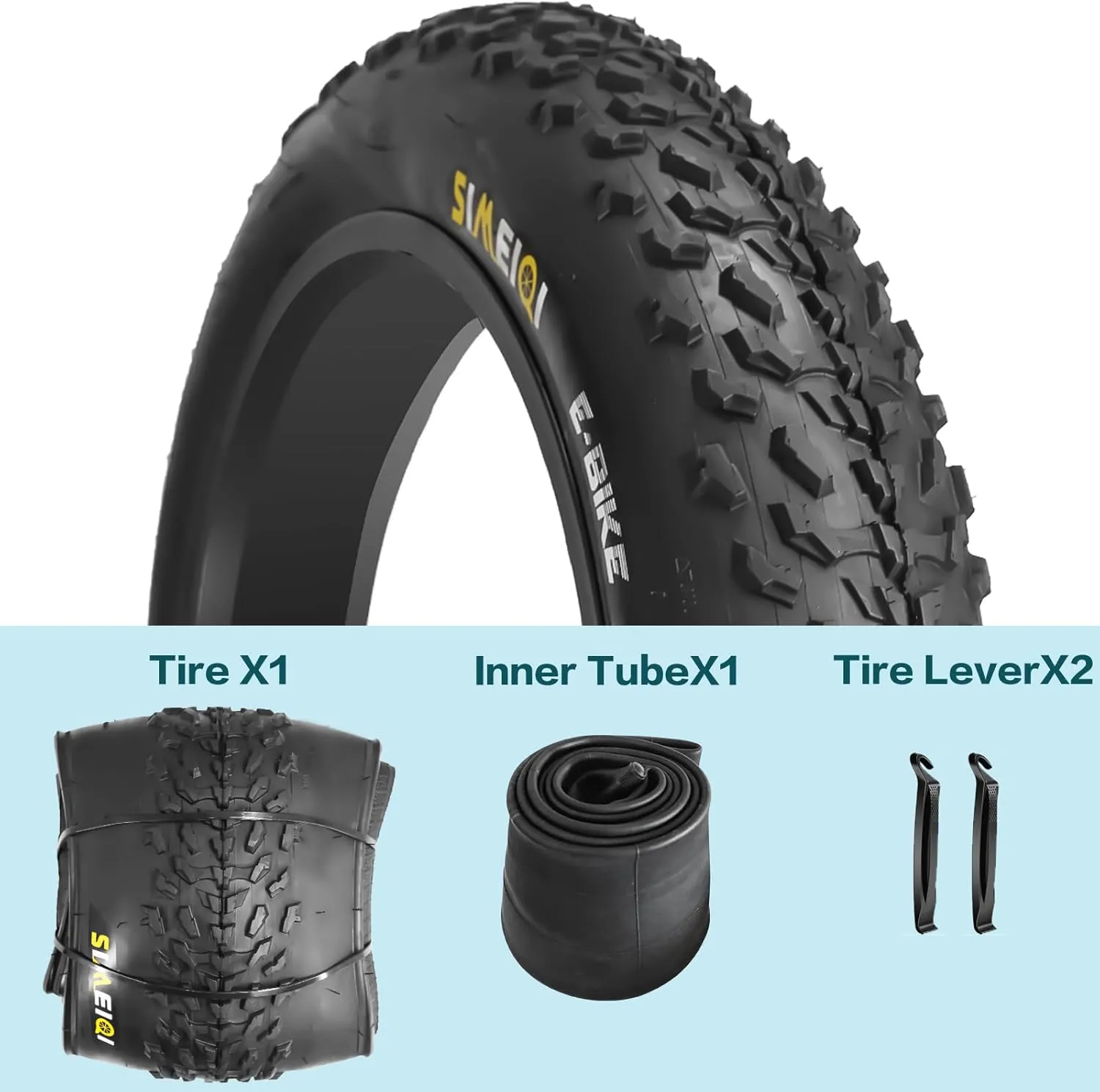 20" E-Bike Fat Tires 20 x 4.0 Folding Bead Tire for Electric Bikes or with AV32mm Tubes Compatible with Wide Mountain Snow Bike Tire