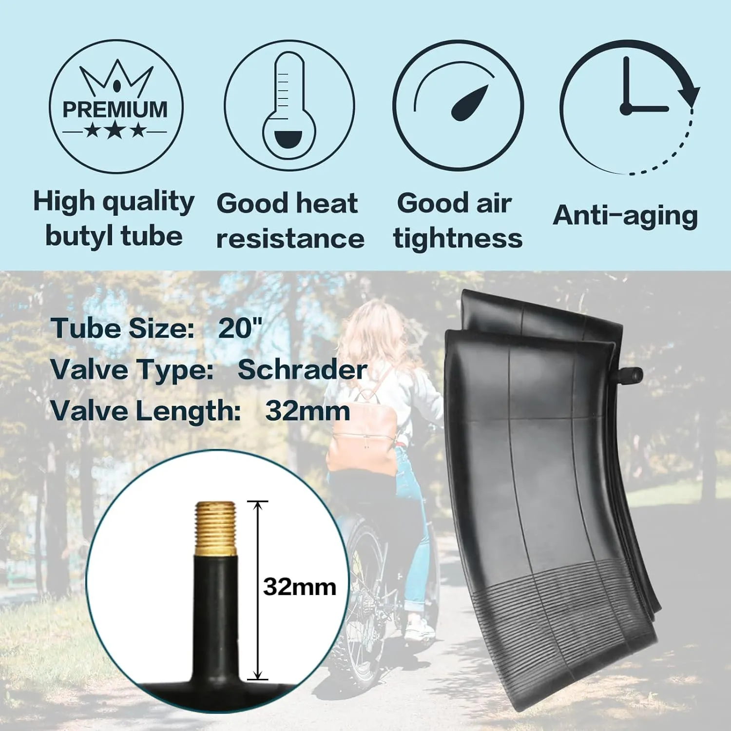 20" E-Bike Fat Tires 20 x 4.0 Folding Bead Tire for Electric Bikes or with AV32mm Tubes Compatible with Wide Mountain Snow Bike Tire