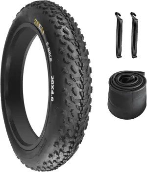 20" E-Bike Fat Tires 20 x 4.0 Folding Bead Tire for Electric Bikes or with AV32mm Tubes Compatible with Wide Mountain Snow Bike Tire