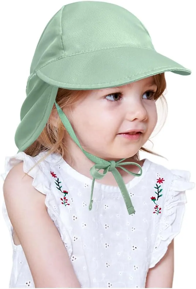 Adjustable Baby Sun Hat Boys Girls, UPF 50  Toddler Summer Beach Swim Hat with Neck Flap for Infant Traveling Cap