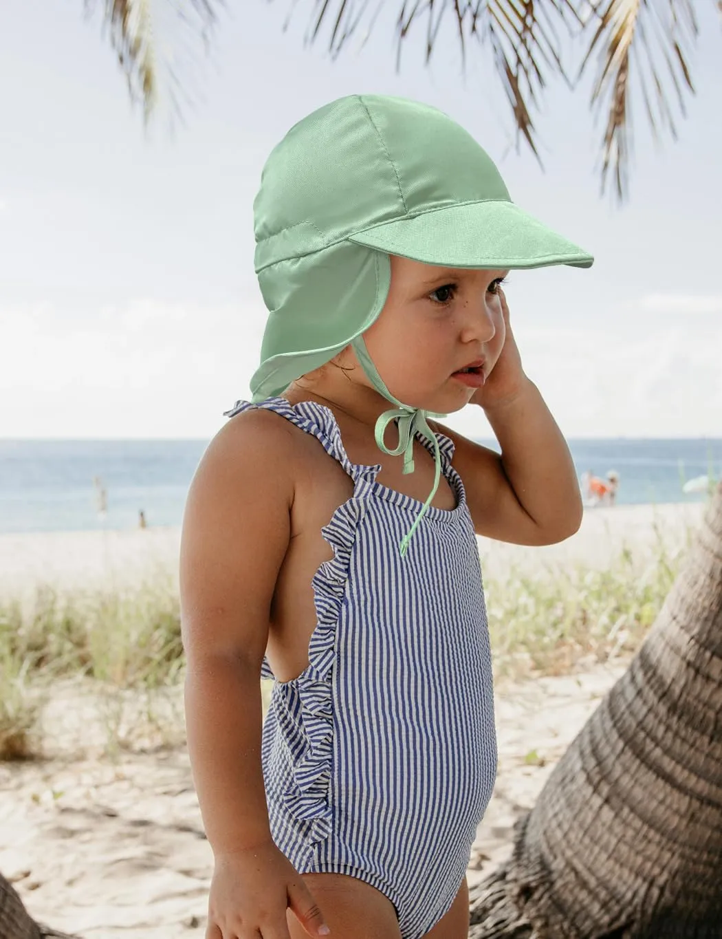 Adjustable Baby Sun Hat Boys Girls, UPF 50  Toddler Summer Beach Swim Hat with Neck Flap for Infant Traveling Cap