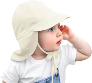 Adjustable Baby Sun Hat Boys Girls, UPF 50  Toddler Summer Beach Swim Hat with Neck Flap for Infant Traveling Cap