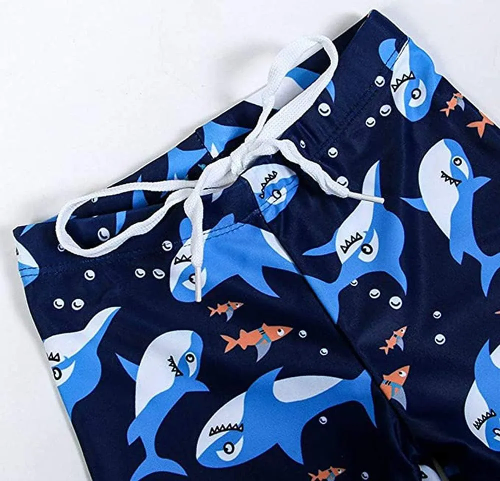 Baby Boys Swimsuit Toddler Two Pieces Swimwear Set Dinosaur Bathing Suit Rash Guards with Hat UPF 50 