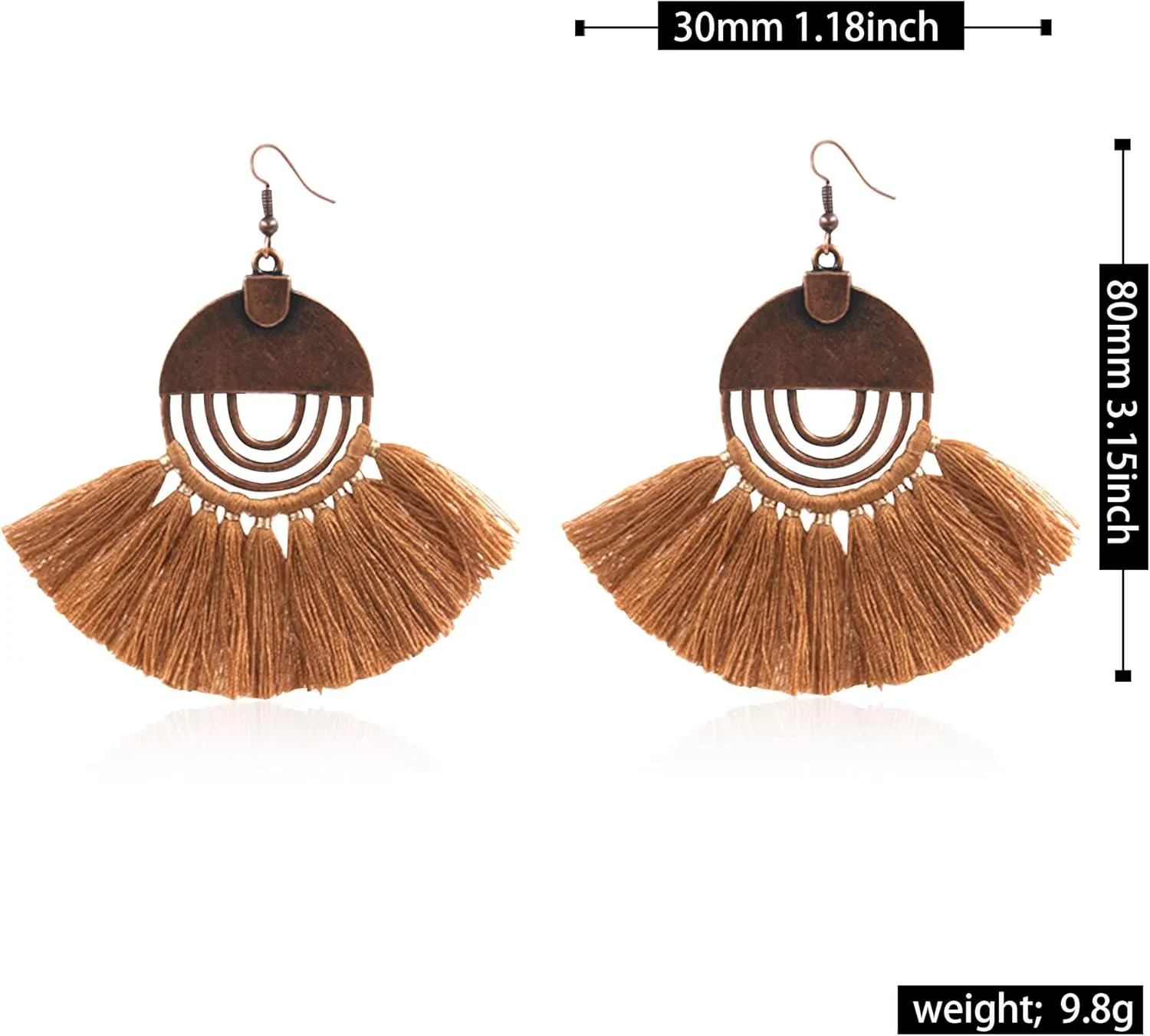 Boho Retro Statement Tassel Earrings Hoop Tassel Earrings Bohemian Handmade Dangle Ear Drops for Women Party Favor