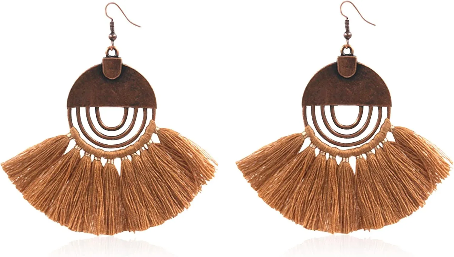 Boho Retro Statement Tassel Earrings Hoop Tassel Earrings Bohemian Handmade Dangle Ear Drops for Women Party Favor