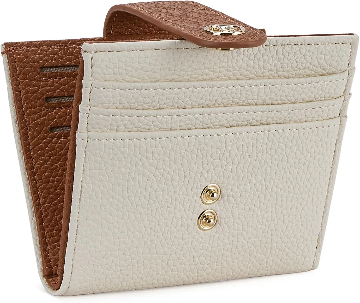 BOSTANTEN Slim Wallet for Women Small RFID Blocking Credit Card Holder Leather Bifold Wallets with Zipper Coin Pocket BeigeBrown