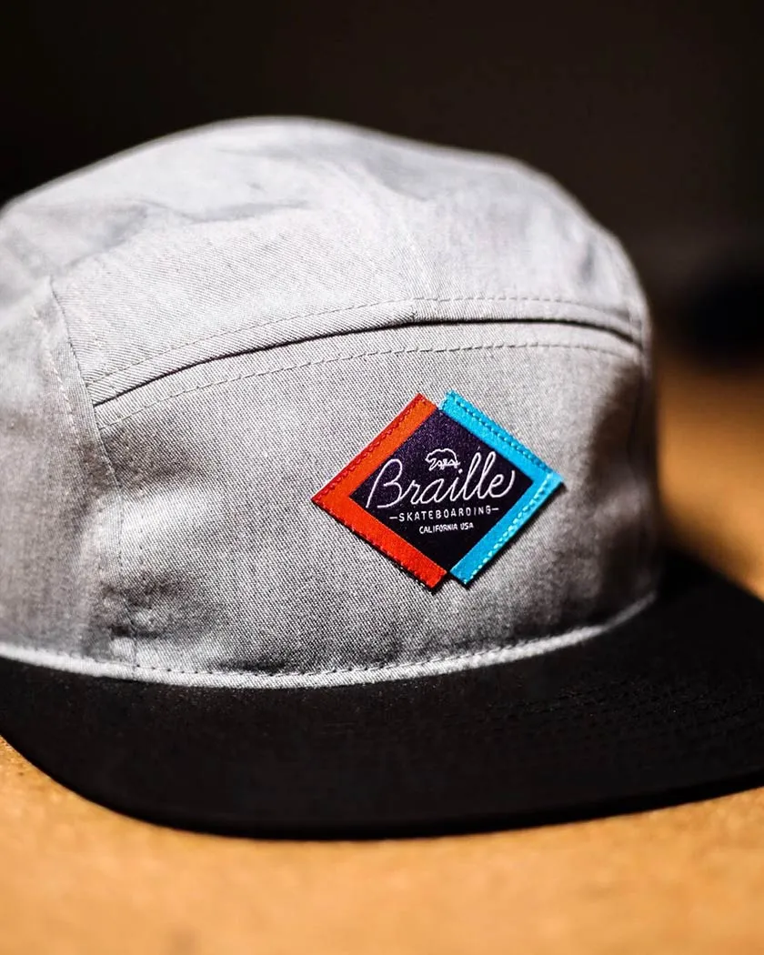 Braille Skateboarding Grey 5 Panel Hat