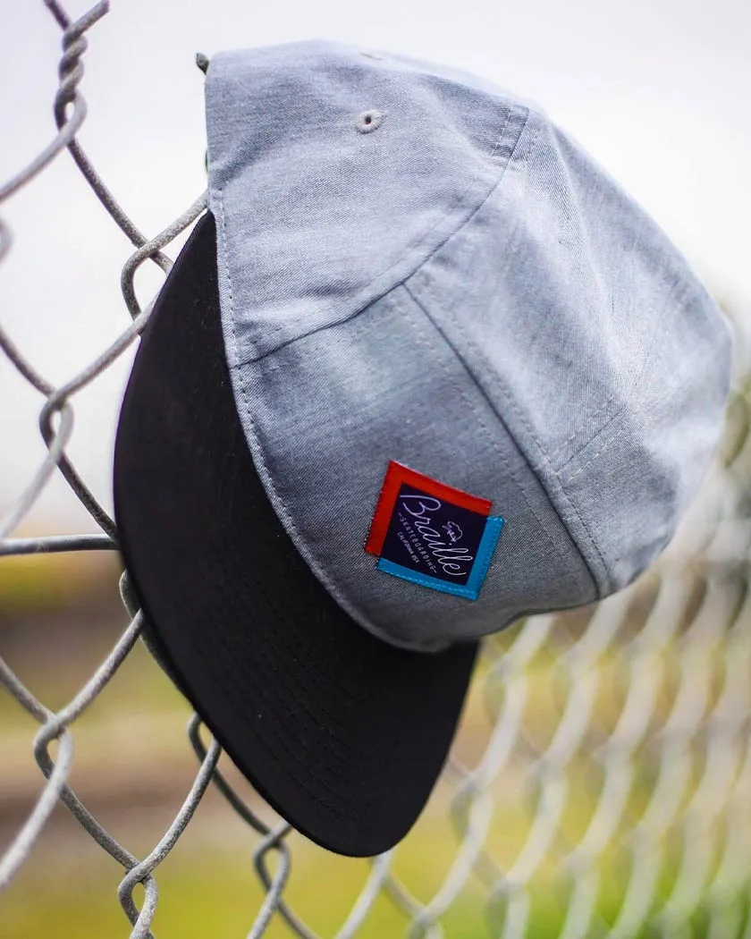 Braille Skateboarding Grey 5 Panel Hat