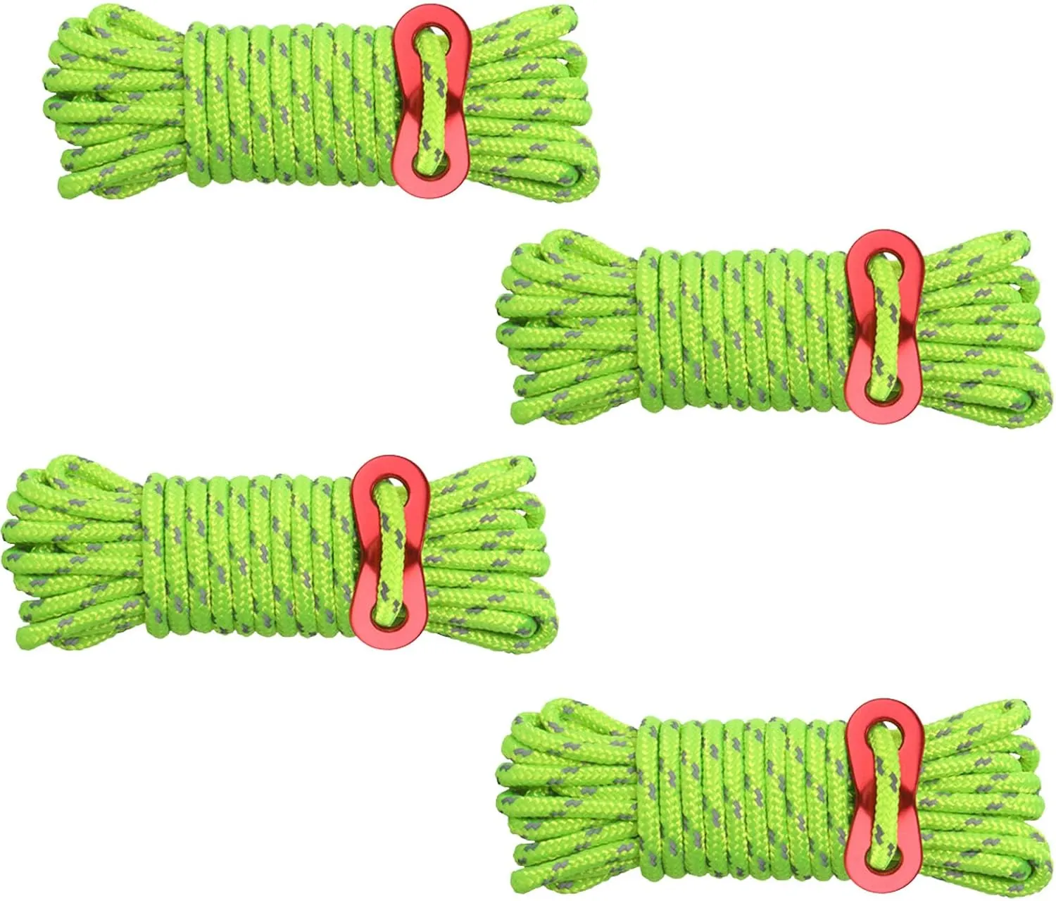 Camping Tent Guy Ropes, AOPANDA Outdoor Guy Lines Tent Cords, with Aluminum Alloy Buckle for Camping Rope, Suitable for Camping, Hiking, Outdoor Sports(4mm,13ft4pack)