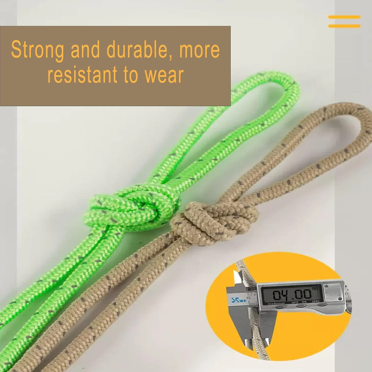 Camping Tent Guy Ropes, AOPANDA Outdoor Guy Lines Tent Cords, with Aluminum Alloy Buckle for Camping Rope, Suitable for Camping, Hiking, Outdoor Sports(4mm,13ft4pack)