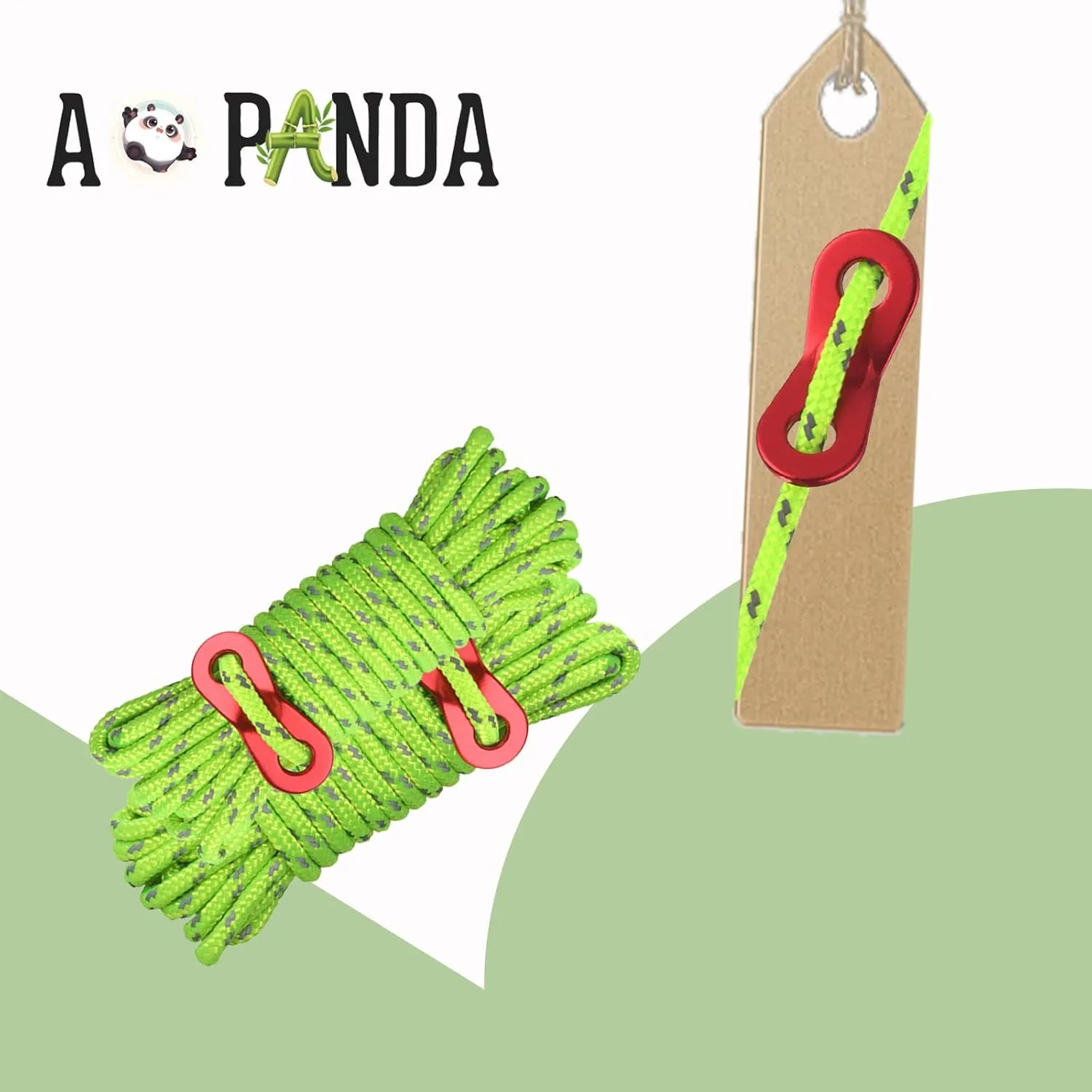 Camping Tent Guy Ropes, AOPANDA Outdoor Guy Lines Tent Cords, with Aluminum Alloy Buckle for Camping Rope, Suitable for Camping, Hiking, Outdoor Sports(4mm,13ft4pack)
