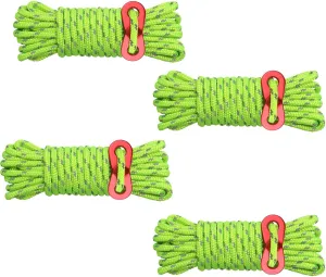 Camping Tent Guy Ropes, AOPANDA Outdoor Guy Lines Tent Cords, with Aluminum Alloy Buckle for Camping Rope, Suitable for Camping, Hiking, Outdoor Sports(4mm,13ft4pack)