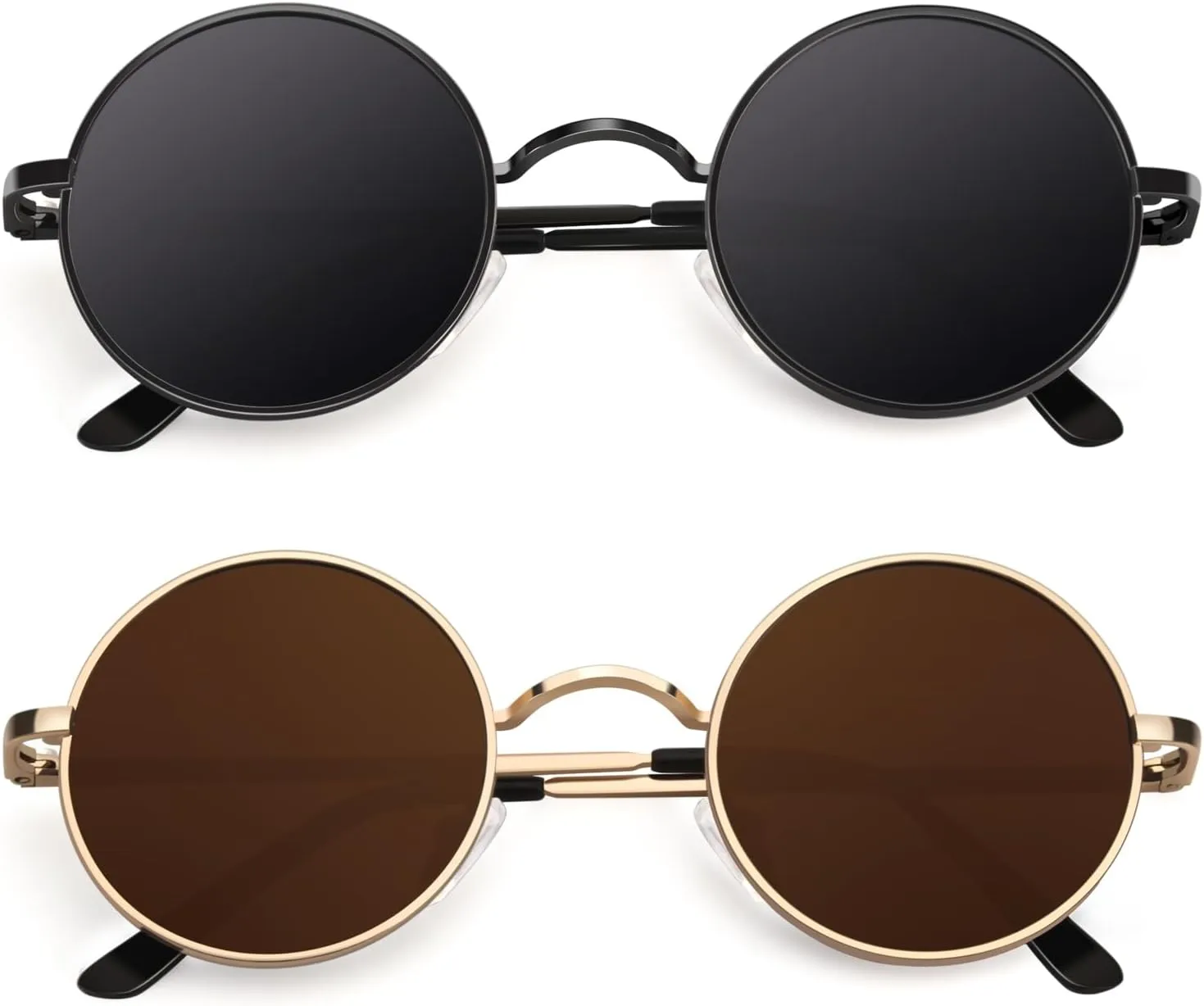 CGID Retro Round Polarized Sunglasses Mens Womens Circle Metal Hippie Shades UV400 Protection E01