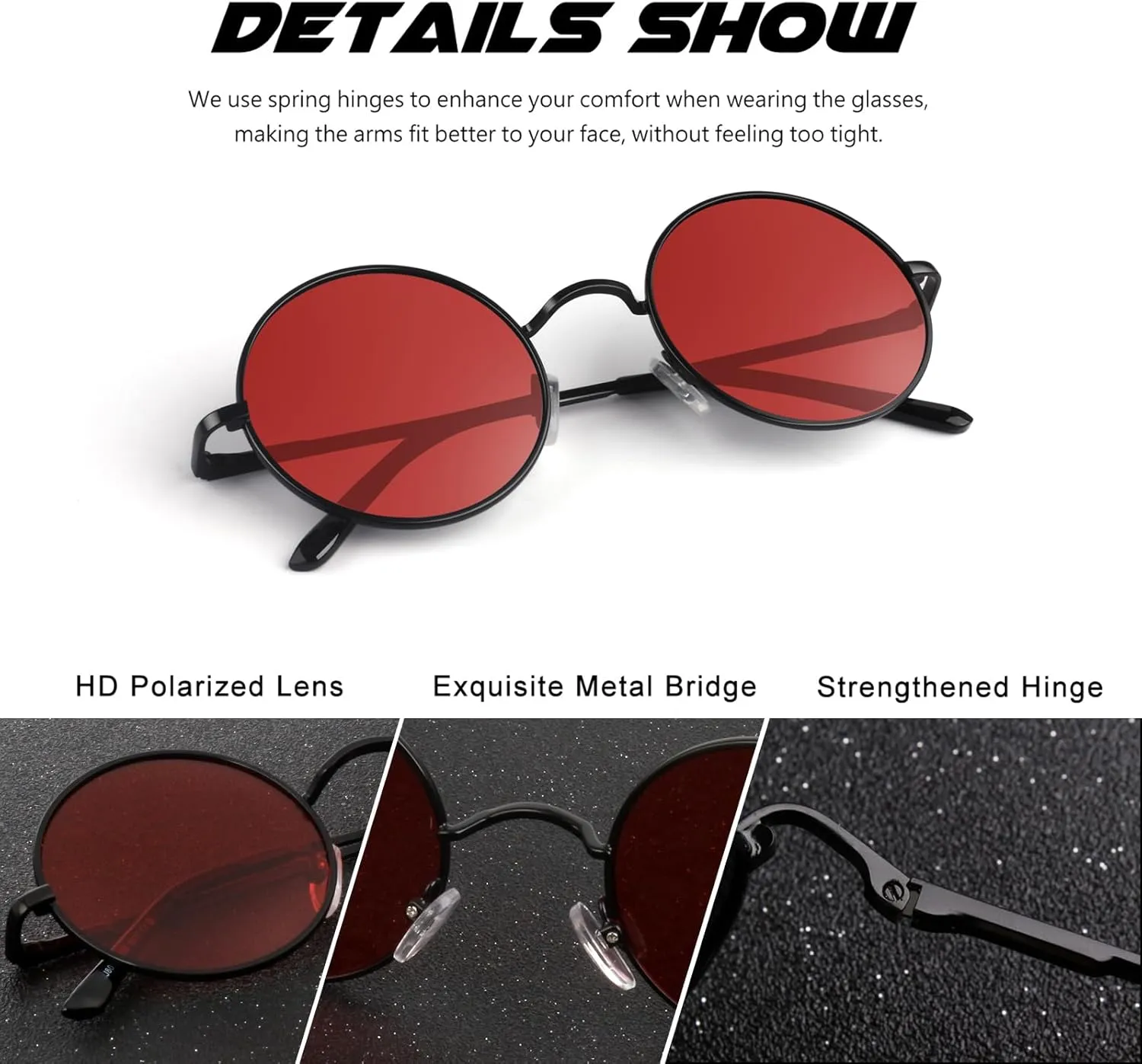 CGID Retro Round Polarized Sunglasses Mens Womens Circle Metal Hippie Shades UV400 Protection E01