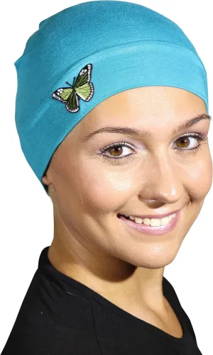 Chemo Beanie Sleep Cap with Red Stud Anchor Applique