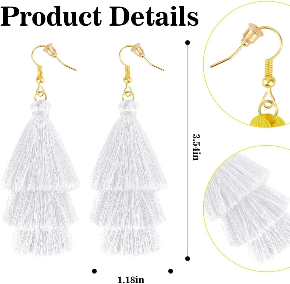 Earrings for Women Dangling, Layered Tassel Earrings Fringe Earrings Bohemian Studs Drop Earrings