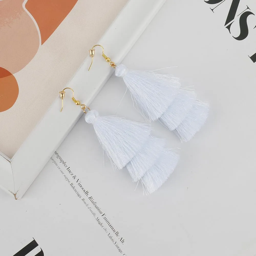 Earrings for Women Dangling, Layered Tassel Earrings Fringe Earrings Bohemian Studs Drop Earrings