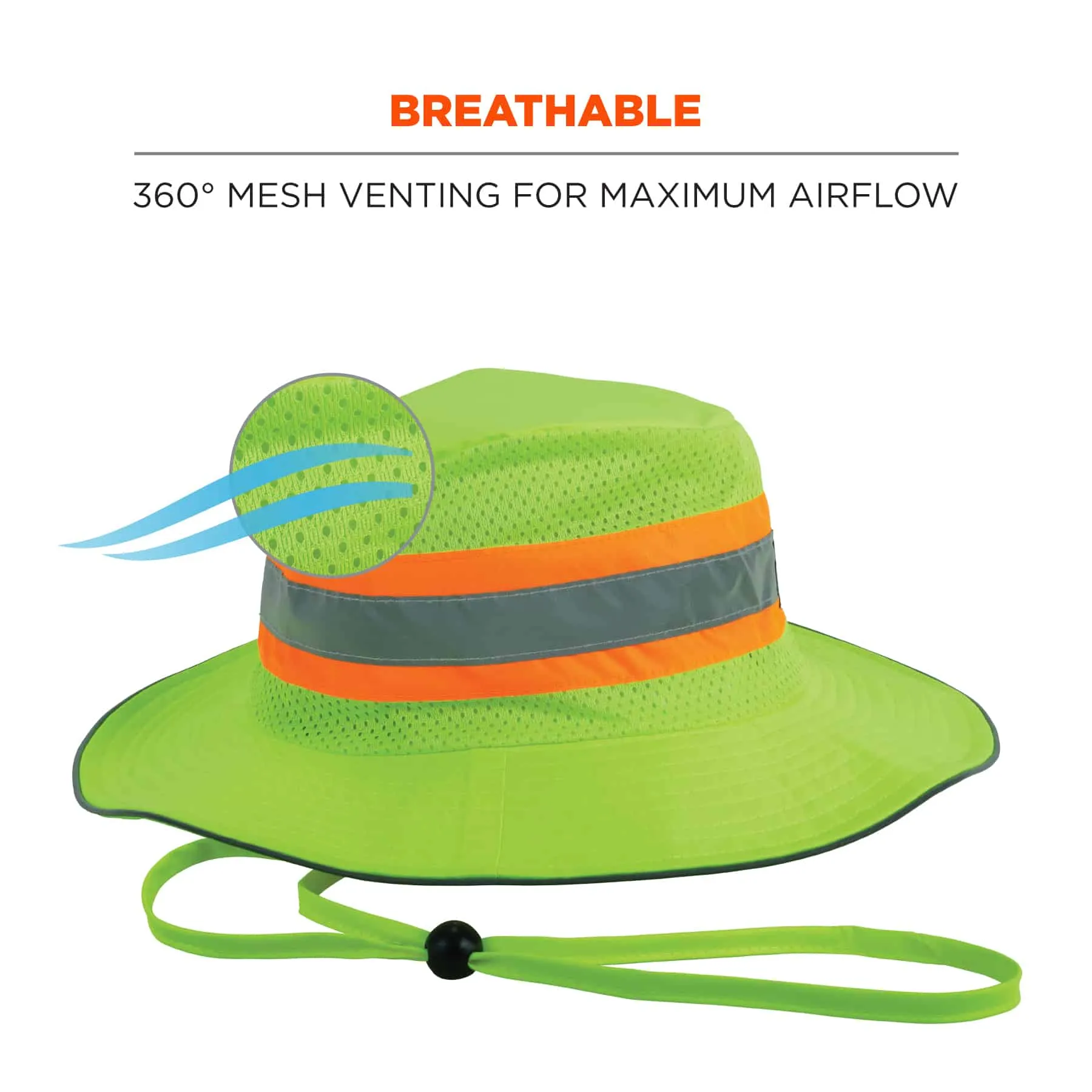 Ergodyne Chill-Its 8935MF Evaporative Class Hi-Vis Microfiber Cooling Ranger Sun Hat - Lime