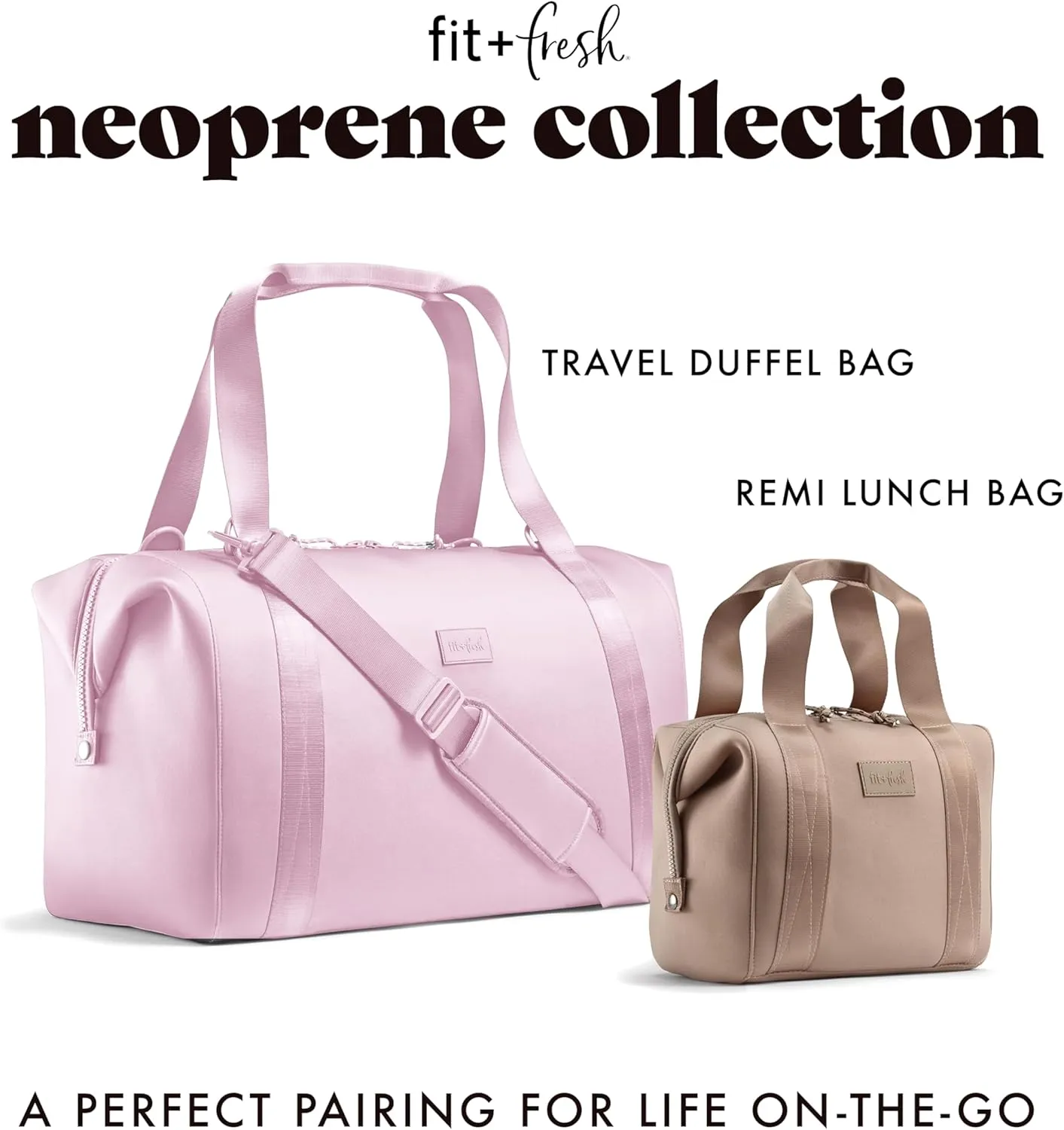 Fit & Fresh Neoprene Like Lunch Bag For Women, Insulated Womens Lunch Bag For Work, Tear & Stain Resistant Large Lunch Box With Containers and Ice, Machine Washable Remi Lunch Bag, Taupe