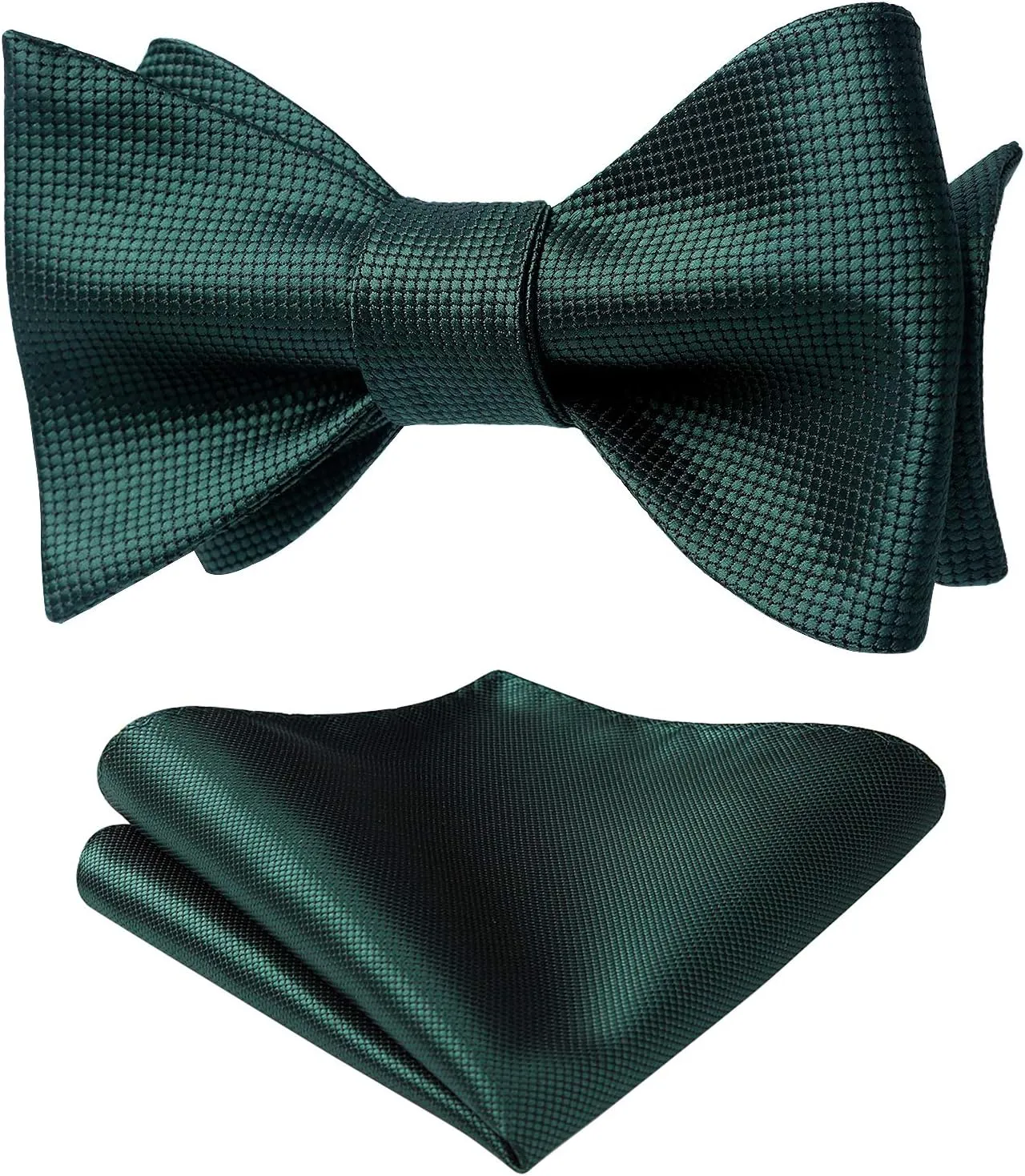 HISDERN Bow Ties for Men Solid Color Self Tie Bow Tie Pocket Square Set Classic Formal Satin Bowties for Tuxedo Wedding Party