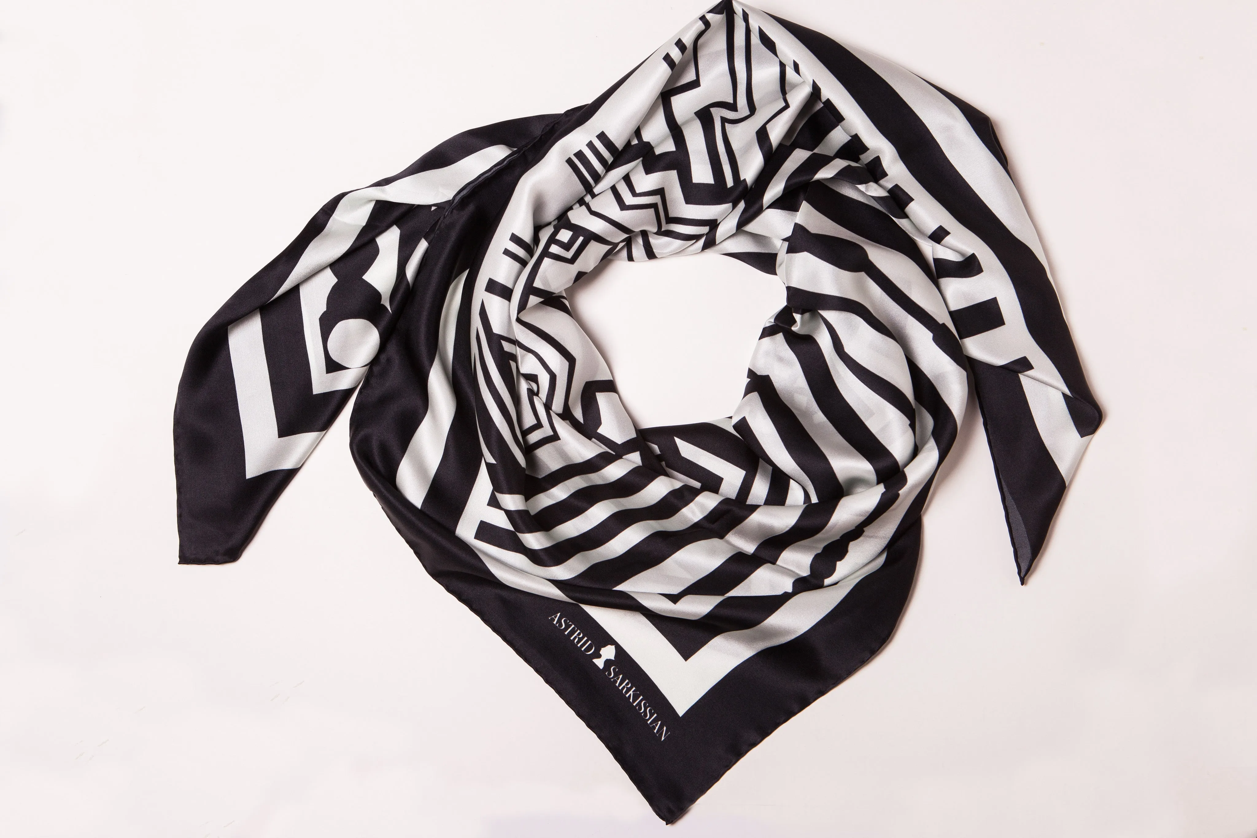 Hittite Black Silk Scarf