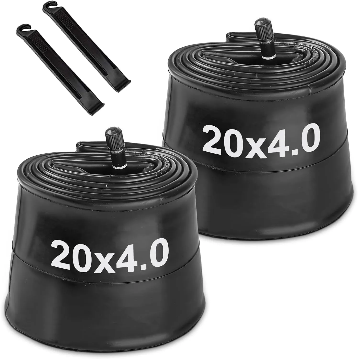 Hycline Fat Bike Inner Tube: 20/26x3.0-4.0 Inch 2-Pack Electric Fat Tire Tubes AV 32mm Schrader Valve, Premium Butyl Rubber Puncture Resistant Replacement Tubes with 2 Tire Levers