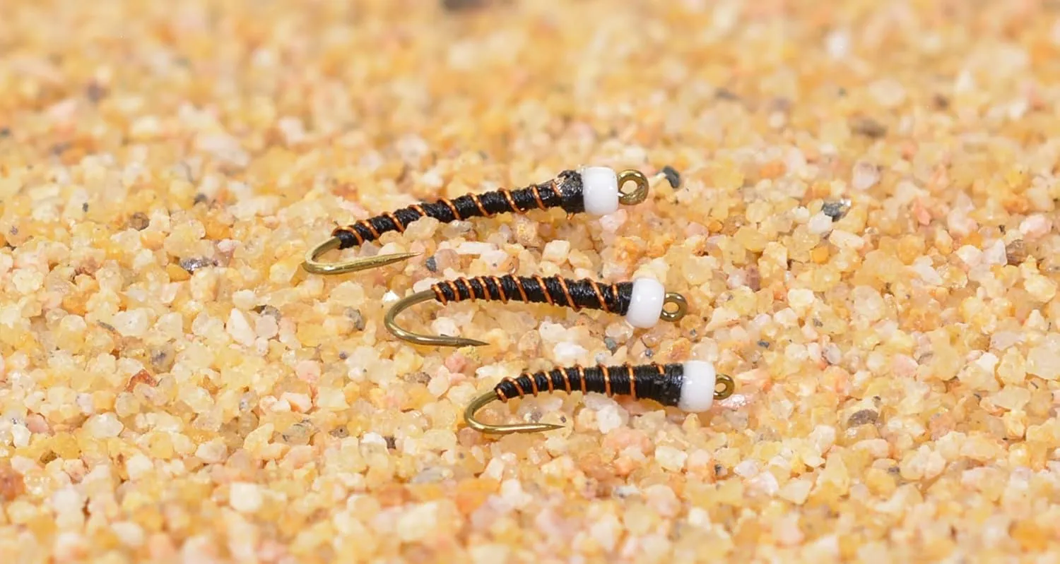 Ice Cream Cone White Glass Bead Midge Fly - Mustad Signature Hooks - 12 Flies