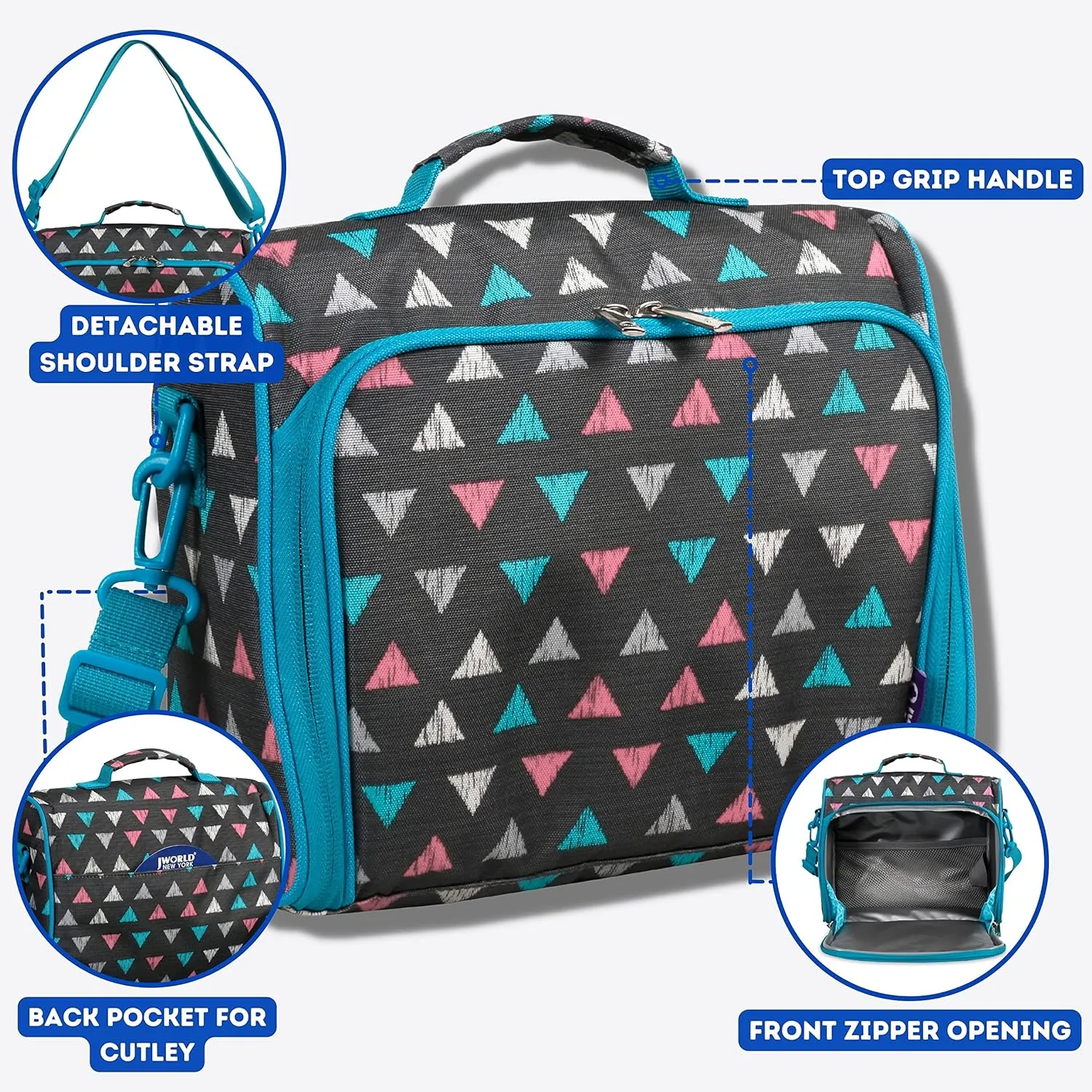 J World Casey Kids Lunch Bag. Cute Insulated Lunch-Box for Boys Girls, Sprinkle