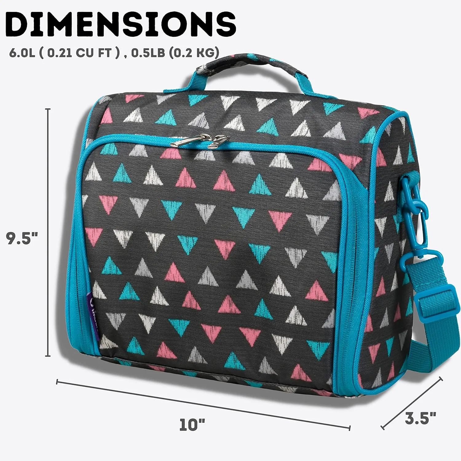 J World Casey Kids Lunch Bag. Cute Insulated Lunch-Box for Boys Girls, Sprinkle