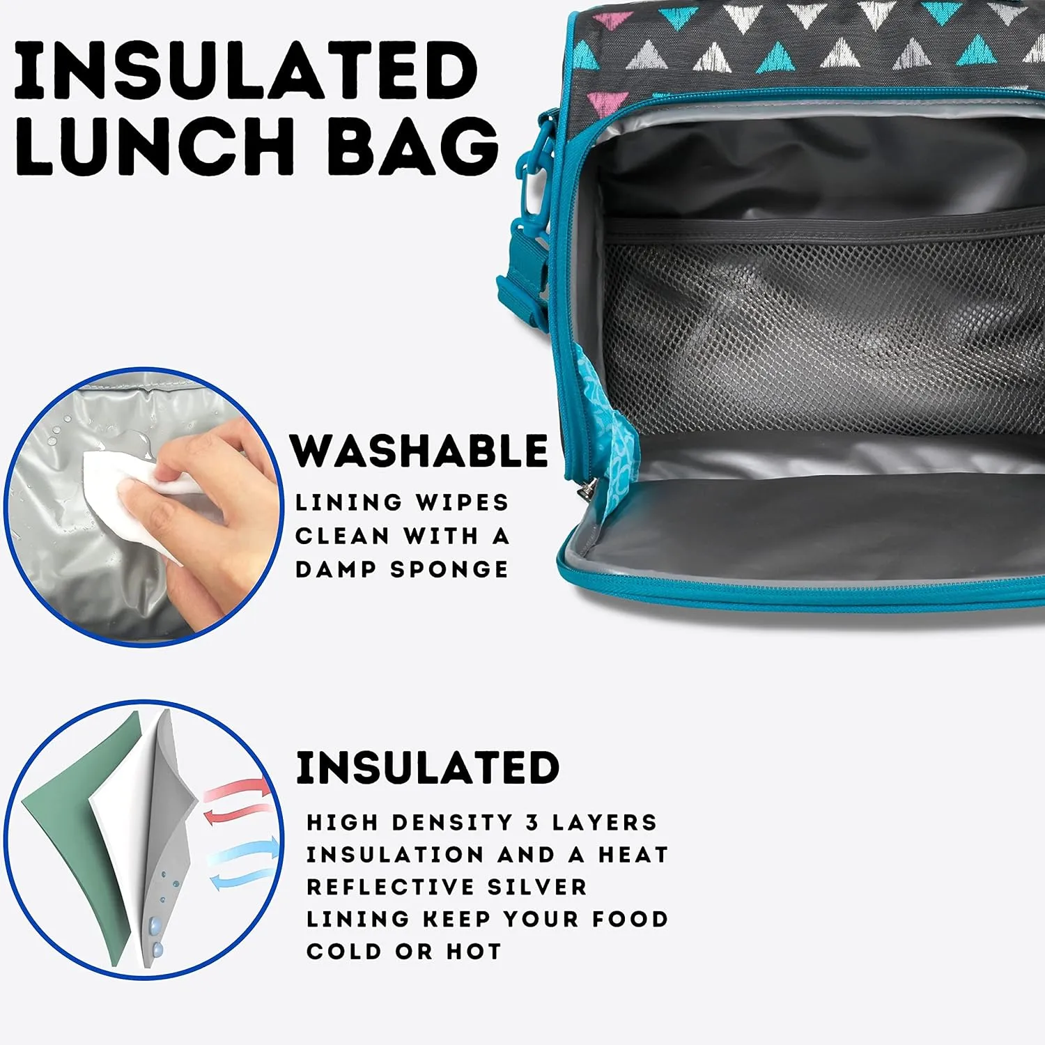 J World Casey Kids Lunch Bag. Cute Insulated Lunch-Box for Boys Girls, Sprinkle