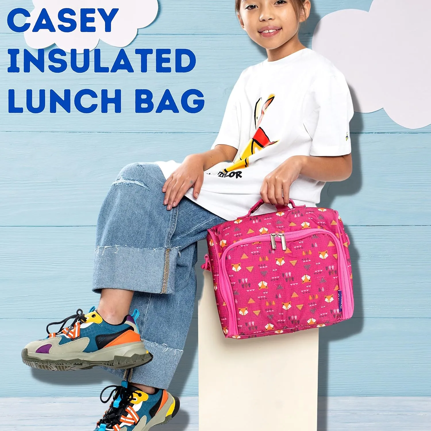 J World Casey Kids Lunch Bag. Cute Insulated Lunch-Box for Boys Girls, Sprinkle