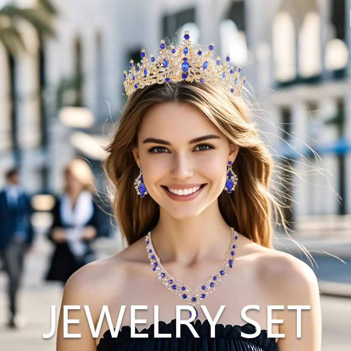 Kamirola Tiaras and Crowns for Women,Tiaras Earrings Necklace, Crystal Bridal Jewelry Set, Costume Party Halloween Prom Pageant Jewelry for Women (TR28)