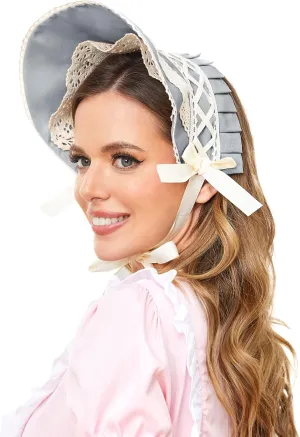 KUOIN Victorian Lace Bonnet Hat Colonial Headwear Carol Tea Party Costume Sun Cap for Women