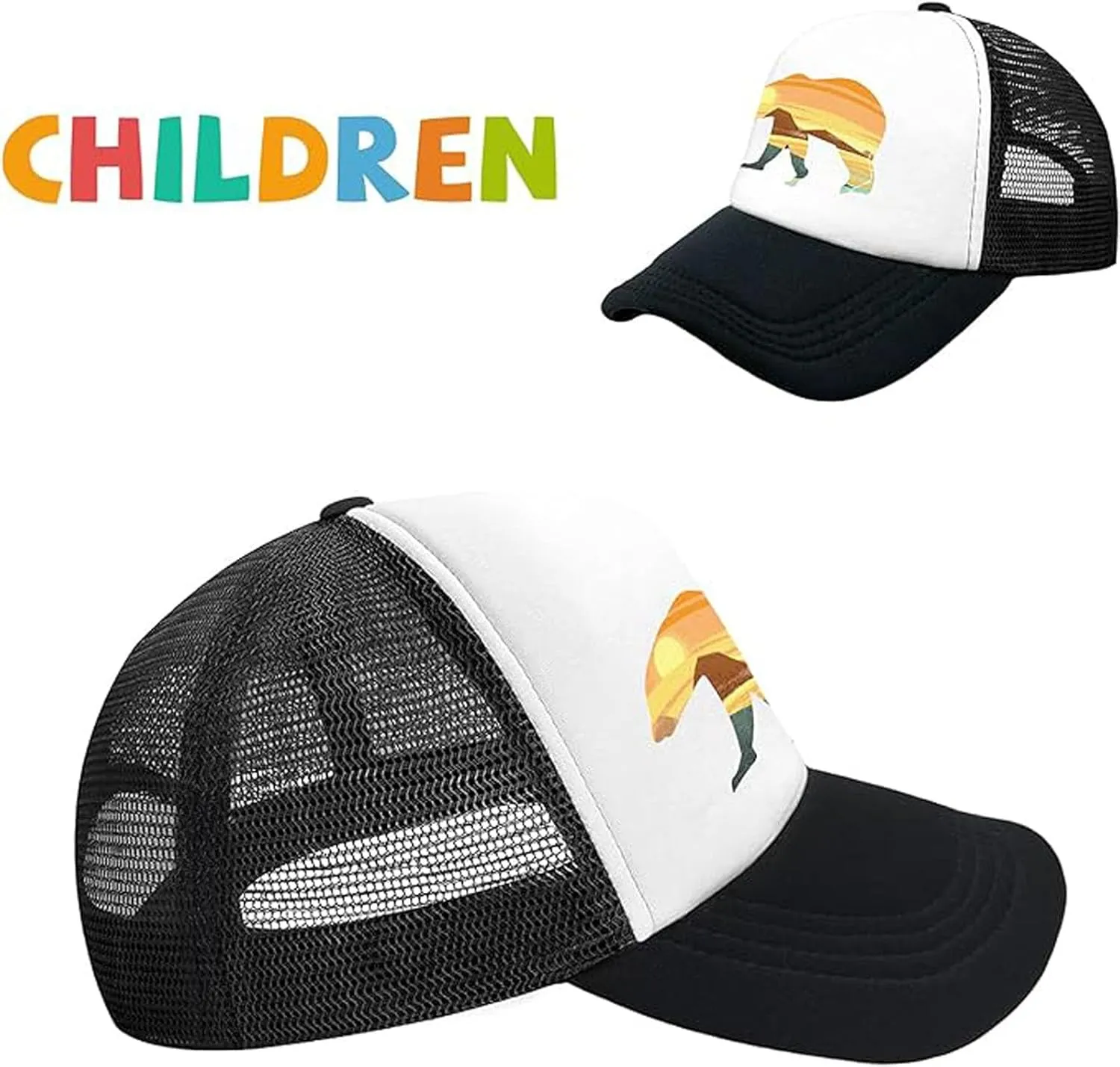 Lightweight Sun Hat for Kid Boys,Mesh Toddler Baseball Cap for Kid Girls,Black Toddler Boys Snapback Hats for Ages 4-8