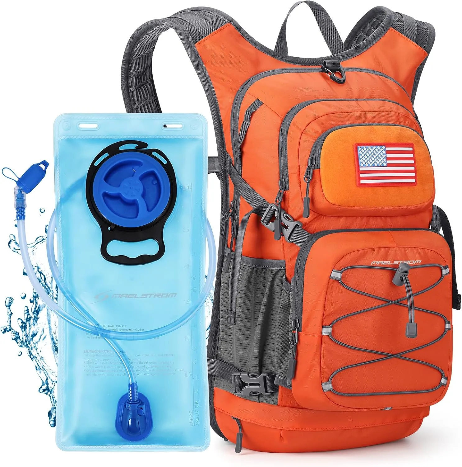Maelstrom Hydration Backpack, Hiking Backpack with 2L Water Bladder, Running Hydration Vest for Cycling Hiking Rave for Men Women