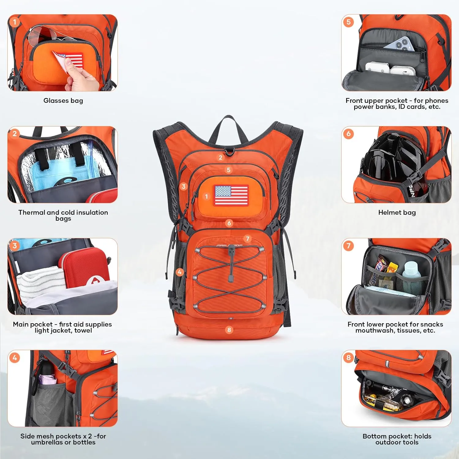 Maelstrom Hydration Backpack, Hiking Backpack with 2L Water Bladder, Running Hydration Vest for Cycling Hiking Rave for Men Women