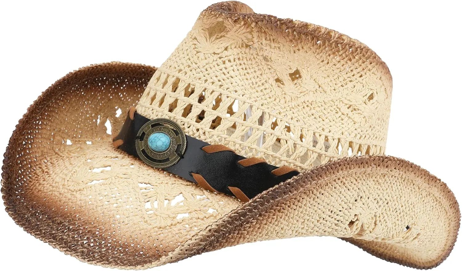 Men Women Cowgirl Straw Western Cowboy Hat
