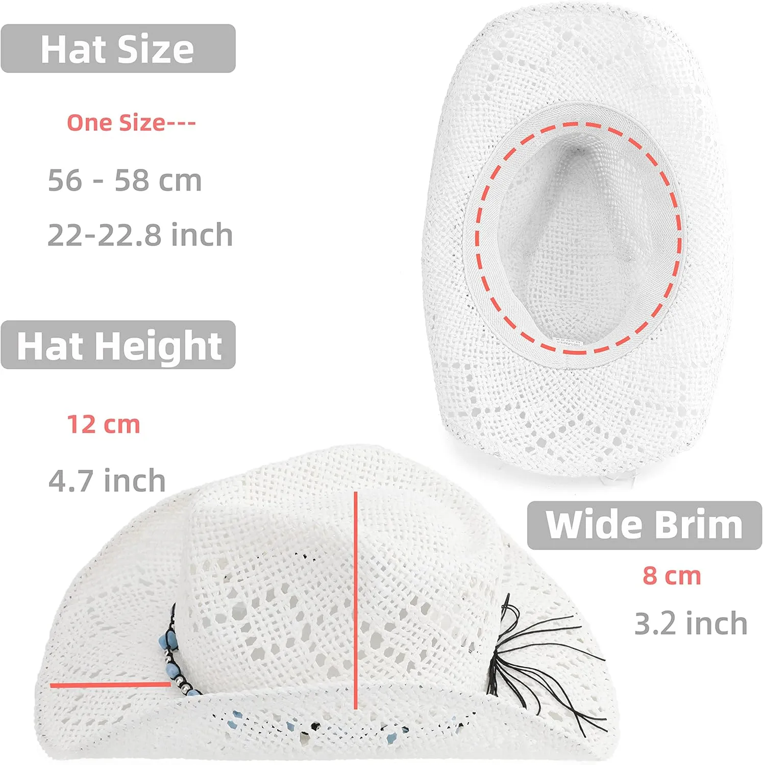Men Women Cowgirl Straw Western Cowboy Hat