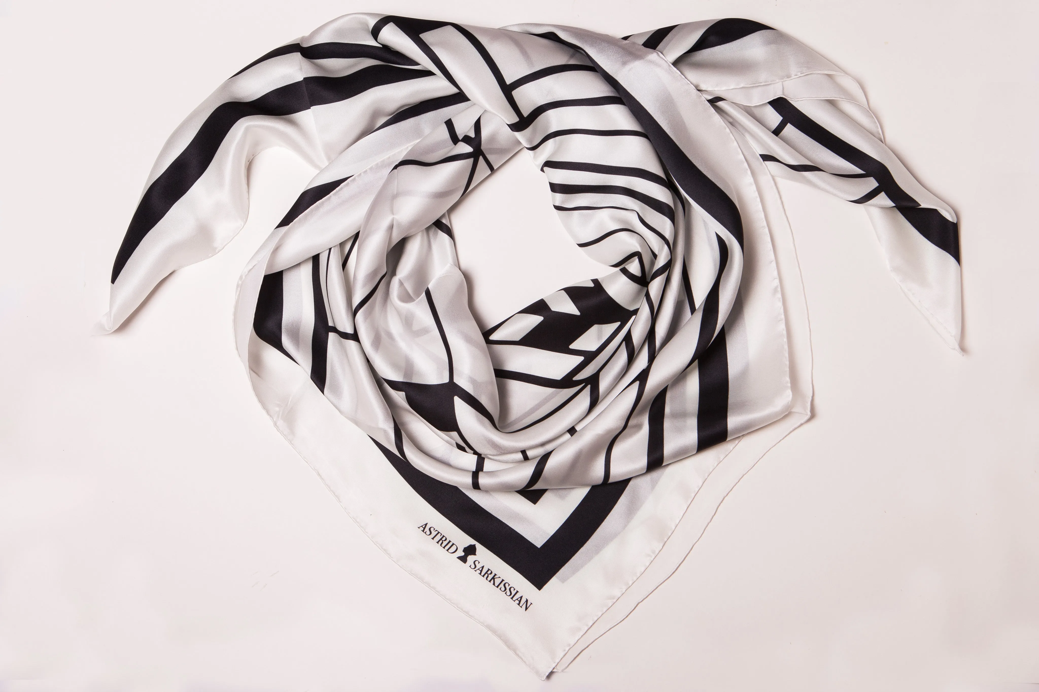 Moisson White Silk Scarf