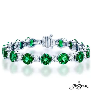 Platinum Emerald and Diamond Bracelet