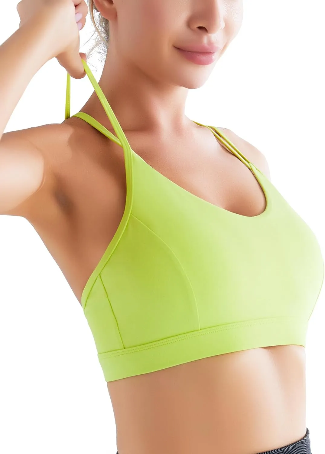 RUNNING GIRL Strappy Sports Bra for Women Sexy Crisscross Back Light Support Yoga Bra with Removable Cups
