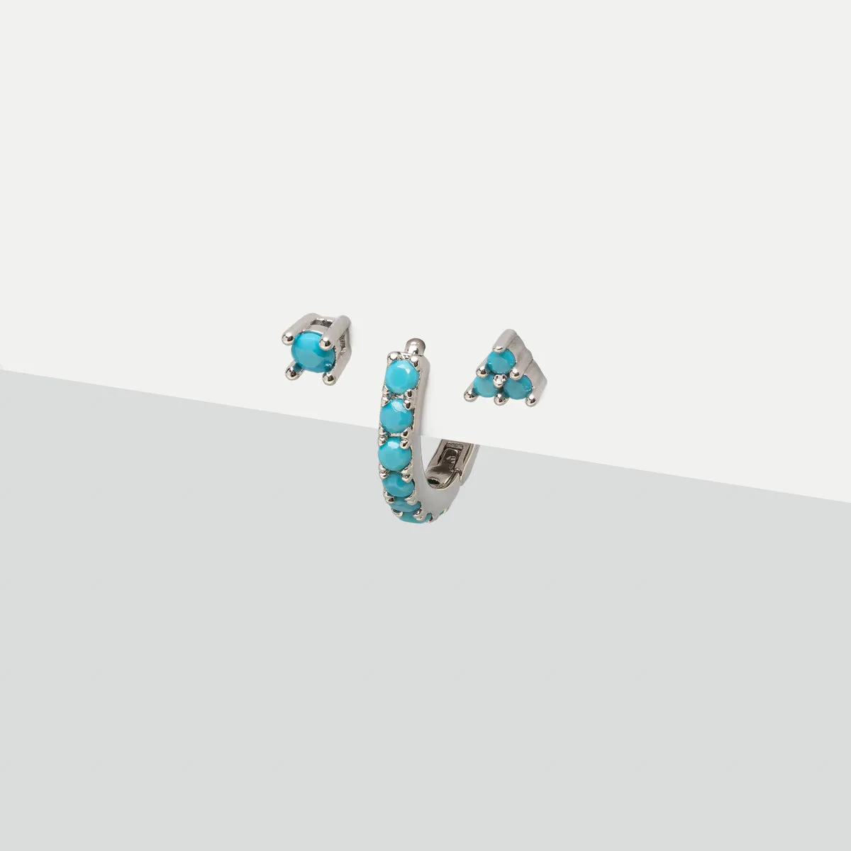 Silver Turquoise Earring Set