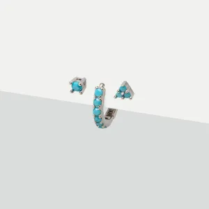 Silver Turquoise Earring Set