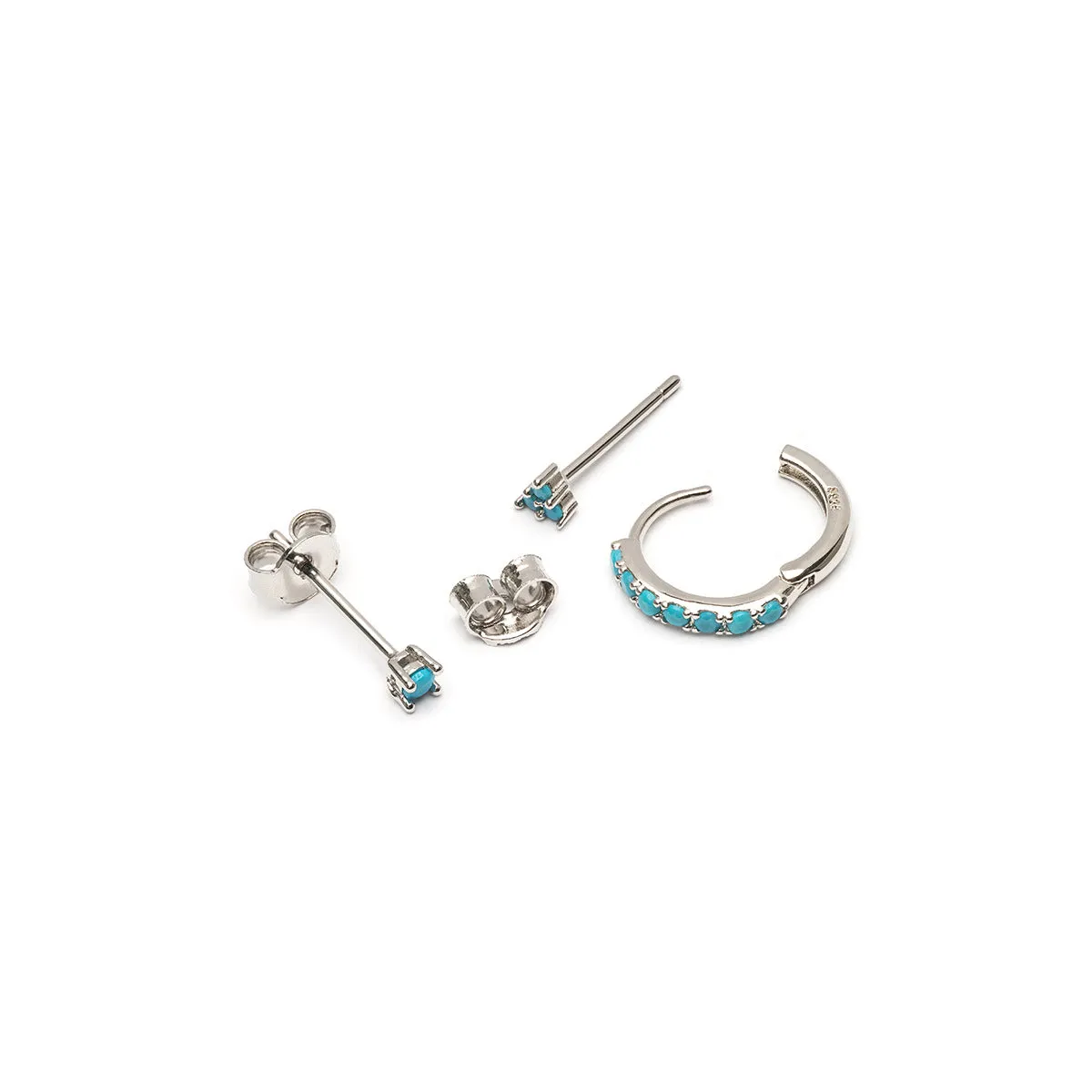 Silver Turquoise Earring Set