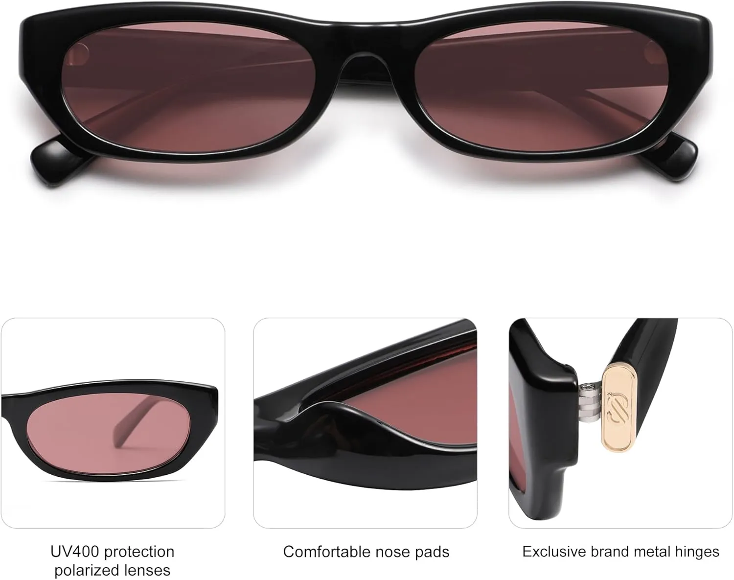 SOJOS Retro Rectangle Polarized Sunglasses for Women Men Vintage Trendy Narrow Y2k Sunnies SJ2363