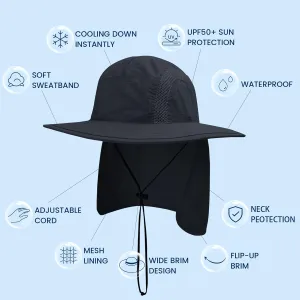 Spring Sun Hat with UPF 50  Unisex Fishing Hat Neck Flap Boonie Hat Bucket Hat