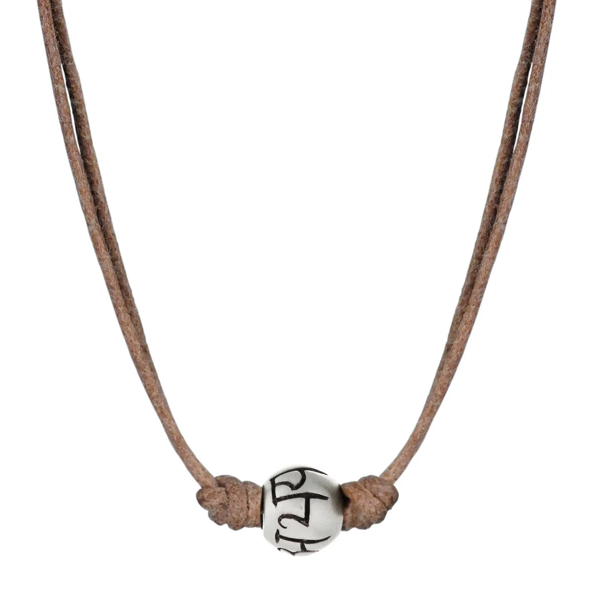 Sterling Silver 'Fearlessness' Bead Necklace on Natural Cord